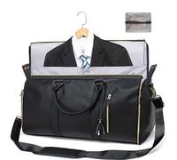 PZCC Sac de Voyage Pliable, Foldable Travel Bag, Cabin Travel Bag,2 in 1 Hanging Suitcase, Sac Voyage Femme, with Shoe Compartment, for Business Trips and Weekend Getaways (Or Noir)
