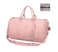 PZCC Sac de Voyage Pliable, Foldable Travel Bag, Cabin Travel Bag,2 in 1 Hanging Suitcase, Sac Voyage Femme, with Shoe Compartment, for Business Trips and Weekend Getaways (Rose)