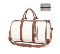 PZCC Sac de Voyage Pliable, Foldable Travel Bag, Cabin Travel Bag,2 in 1 Hanging Suitcase, Sac Voyage Femme, with Shoe Compartment, for Business Trips and Weekend Getaways (Beige Marron)