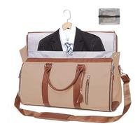 PZCC Sac de Voyage Pliable, Foldable Travel Bag, Cabin Travel Bag,2 in 1 Hanging Suitcase, Sac Voyage Femme, with Shoe Compartment, for Business Trips and Weekend Getaways (Marron Kaki)