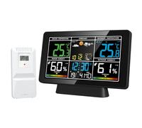 PZCC Station météo sans Fil，Station Météo Intérieur Extérieur sans Fil avec Capteur，éclairage Horloge Numérique Alarme et Snooze Affichage Heure Date Jour