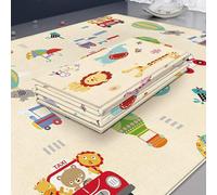PZCC Tapis de Jeu pour BéBé, Tapis Rampant Pliable, Tapis de Jeu Épais Antidérapant et Imperméable, Tapis Enfant Double Face pour Salon, Jeu Éducatif pour Ramper pour BéBés de 0 à 6 Mois (Transport)