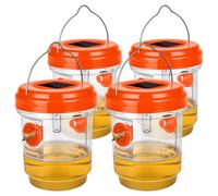 PZCC Trampa Avispas y Moscas Exterior Con Luz Solar LED Trampa Para Moscas y Avispas Con Diseño de Embudo Reciclable y Gran Capacidad Para Jardín Huerta Terraza y Acampada 4PCS (Couleur Orange)
