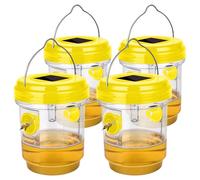 PZCC Trampa Avispas y Moscas Exterior Con Luz Solar LED Trampa Para Moscas y Avispas Con Diseño de Embudo Reciclable y Gran Capacidad Para Jardín Huerta Terraza y Acampada 4PCS (Jaune)