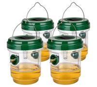 PZCC Trampa Avispas y Moscas Exterior Con Luz Solar LED Trampa Para Moscas y Avispas Con Diseño de Embudo Reciclable y Gran Capacidad Para Jardín Huerta Terraza y Acampada 4PCS (Vert)