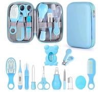 PZCC Trousse de Soin Bebe, Trousse de Toilette Bebe, 12 Accessoires Essentiels Soin de Bébé, avec Thermomètre Digital, Peigne et Coupe Ongles, Kit, Cadeau de Naissance Fille et Garçon (Bleu)