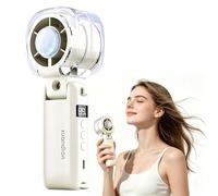 PZCC Ventilateur Brumisateur Portable,Refroidit 16°C en 3s,1-199 Vitesses,Batterie 3000mAh,Écran LED,Silencieux,Ventilateur de Poche,Hand Fan Rechargeable,Mini Ventilo Portable,Cadeau Été