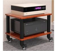 PZEOB Meuble TV à roulettes for chaîne Hi-FI, Tour Audio, boîtier for Composants stéréo, Platine CD/Vinyle/récepteur stéréo, Rack for appareils Home cinéma.(Brown,2 Tier)