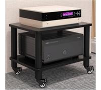 PZEOB Meuble TV à roulettes for chaîne Hi-FI, Tour Audio, boîtier for Composants stéréo, Platine CD/Vinyle/récepteur stéréo, Rack for appareils Home cinéma.(Svart,2 Tier)