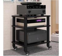PZEOB Meuble TV à roulettes for chaîne Hi-FI, Tour Audio, boîtier for Composants stéréo, Platine CD/Vinyle/récepteur stéréo, Rack for appareils Home cinéma.(Svart,3 Tier)