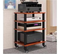 PZEOB Meuble TV à roulettes for chaîne Hi-FI, Tour Audio, boîtier for Composants stéréo, Platine CD/Vinyle/récepteur stéréo, Rack for appareils Home cinéma.(Brown,4 Tier)