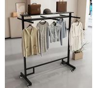 PZJDFDC Portant A Vetement, Portant À Vêtements À 6 Bras avec roulettes, Porte-Chemise Portable, Cintre Latéral À Double Tige, Rangement pour Vêtements
