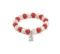 PZKQSAC Bracelet extensible en perles rouges et blanches pour femme, bracelet à breloques sororité sororité sororité bracelet accessoire boule strass bracelets sœurs dames remise de diplôme