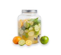 PZL CONCEPT Distributeur Boisson avec Robinet 4 L - Fontaine à Eau et Cocktail - Bol à Punch - Jarre en Verre pour Limonades - Bonbonne - Bocal pour Sublimez vos Fêtes et Anniversaires