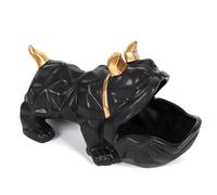 PZL CONCEPT Sculpture Vide-Poche Bulldog Noir et Or | Statue de Chien Décorative 30 cm | Organisateur Pratique pour Clés et Petits Objets | Déco Chic et Moderne