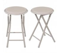 PZL CONCEPT Tabouret Pliant Beige Lot de 2 - Structure Acier Robuste et Verrouillage Sécurisé - Idéal pour la Cuisine, Bureau ou Atelier - Gain de Place et Facile à Ranger
