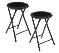 PZL CONCEPT Tabouret Pliant Noir Lot de 2 - Structure Acier Robuste et Verrouillage Sécurisé - Idéal pour la Cuisine, Bureau ou Atelier - Gain de Place et Facile à Ranger