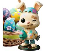Pzmjwkyn Figurine de lapin de Pâques, décoration de Pâques | Petite sculpture pour table de chevet, commode, bureau, vitrine, bureau, chambre, salon, maison