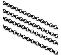 PZOFERLIN Collier électroplaqué Chaîne à maillons plaquée de 5 mètres, plusieurs tailles, chaînes gourmette multicolores for la création de bijoux(Black,2.5mm)