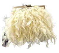 PZOFERLIN Pochette à plumes tendance Pochette de soirée en plumes for femmes, sac à main multicolore 20x5x18cm(Light Yellow)