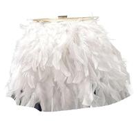 PZOFERLIN Pochette à plumes tendance Pochette de soirée en plumes for femmes, sac à main multicolore 20x5x18cm(White)