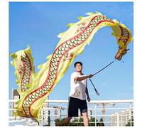 PZOFERLIN Ruban de Danse du Dragon Ensemble de Rubans de Danse Dragon Poi Fitness avec tête en Acier, Multicolore, Plusieurs Tailles(Yellow,10 M (33 Ft))