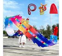 PZOFERLIN Ruban de Danse du Dragon Ensemble de Rubans Dragon Poi avec tête de Dragon en Acier, Plusieurs Styles, 6 à 10 mètres(Style9,6 M (20 Ft))