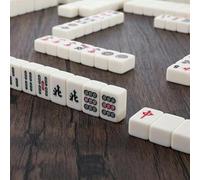 PZOFERLIN Tuiles de Mahjong Chinoises Jeu de Mahjong Chinois 144 tuiles Blanches 2 dés Étui de Transport Livret d'instructions