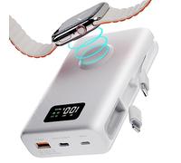 PZOZ 2-in-1 Batterie Externe pour Phone/Apple Watch Batterie Portable 20000mAh Charge Rapide 20W PD 3.0& QC 3.0,22.5W Power Bank Compatible avec iPhone 16 15 Plus Pro Max 14 13 Pro Max Samsung (Blanc)