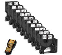 PZPSEQGM 12 mm Black on White Industrial Label Tape 10pk Compatible avec 1000 3000 4200 5200 Maker étiquette Absonic 18444