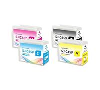 PZPSEQGM 1Set SJIC45P T52Q1 T52Q2 T52Q3 T52Q4 CARTRILIE À L'ENK avec Chip Works avec CW-C4040 C4040 Couleur Étiquette Rempatible Compatible(1PCS Black)