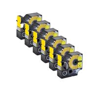 PZPSEQGM 6PCS Tire Les Bandes d'étiquette adhésive de rétrécissement Thermique Compatible avec 18051 Labeller COMMENTAIRES avec 4200 5200 6000 Machines d'étiquetage(6PK Black on Yellow)