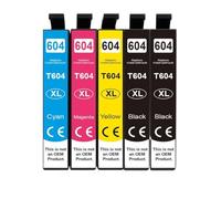 PZPSEQGM ALIZEO - Cartouches d'encre de Remplacement 604XL, 4 Paquets, Compatible avec imprimantes T604XL T 604 XL, compatibles avec XP 2200 2205 3200 3205 4200 WF 2910 2930 2950(5 Pcs)