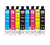 PZPSEQGM Cartouche d'encre 604 XL Compatible avec T604XL T604, Compatible avec Utilisation dans XP 2200 2205 3200 3205 4200 4205 WF 2910 2930 2950, Fournitures d'imprimante(8pcs (2set))