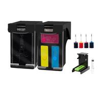 PZPSEQGM Cartouche d'encre Rechargeable, Lot de 4, Compatible avec 62 XL 5540 5640 7640 5646 5541 5740 5742 5745 200 250, Compatible avec numéro de pièce, Fournitures d'imprimante 62xl(1set with Ink)