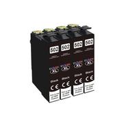 PZPSEQGM Ensemble de 4 Cartouches d'encre compatibles 502XL T502 XL, Compatible avec Expression Home XP5105 XP5100 Workforce WF2860 WF2865DWF, Fournitures d'imprimante(4pcs Black)