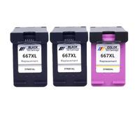 PZPSEQGM Remplacement de la Cartouche à Encre remanufacturée Compatible avec 667 667xl 3YM81AL 3YM80AL Jet d'encre Compatible avec DeskJet Advantage 1275 2374 2375 2376(2BK 1COLOR)