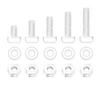 Pzsmocn 150 Pièces/50 Ensembles M5*15 mm en Plastique Nylon Blanc Croix Tête Ronde Vis Écrou Hexagonal Combinaison Kit avec Rondelle Isolante Taille Standard, pour Bricolage, Assemblage Électronique.