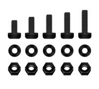 Pzsmocn 150 Pièces/50 Ensembles M5*15 mm en Plastique Nylon Noir Croix Tête Ronde Vis Écrou Hexagonal Combinaison Kit avec Rondelle Isolante Taille Standard, pour Bricolage, Assemblage Électronique.