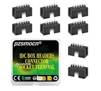 pzsmocn 20 Pièces IDC 2.54mm 10 Broches Terminal Câble Nappe Box Header | Double Insert Projets, Rangée Connecteur Appareils, JTAG Boîte Électroniques, ISP Adaptateur Prise, Droite Mâle Fil Boîtier