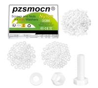 Pzsmocn 300 Pièces/100 Ensembles M3*10 mm en Plastique Nylon Blanc Hexagonales Externes Vis Écrou Combinaison Kit avec Rondelle Isolante, Taille Standard, pour Bricolage, Assemblage Électronique.