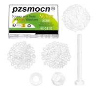 Pzsmocn 300 Pièces/100 Ensembles M3*30 mm en Plastique Nylon Blanc Hexagonales Externes Vis Écrou Combinaison Kit avec Rondelle Isolante, Taille Standard, pour Bricolage, Assemblage Électronique.
