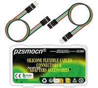 pzsmocn Flexibles Silicone Breadboard Jumper Wires 24 AWG 20cm 15 Ensembles/75 Pièces pour Connecteur Dupont Pas 2,54 mm 3 Broche Noir Mâle-Femelle En-tête Adaptateur Sans Soudure Fil Cavalier Câble