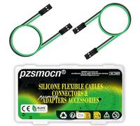pzsmocn Flexibles Silicone Breadboard Jumper Wires 24AWG 20cm 20Ensembles/80Pièces pour Connecteur Dupont Pas 2,54mm 2 Broche Noir Femelle-Femelle En-tête Adaptateur Sans Soudure Fil Cavalier Câble