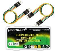 pzsmocn Silicone Câble 10 Ensembles/60 Pièces pour Dupont 2.54mm 4 Broche | Flexibles Connecteur Soudure, Platine Noir Fil Terminal, Cavalier Mâle-Mâle Boîtier, Fils En-tête Prise, Ensembles Adaptateur