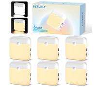 PZSUNLY 6 pièces Veilleuse Detecteur de Mouvement, 3000K Lumière Chaude et 6000K Lumière Blanche Réglable, Lampe Detecteur de Mouvement Interieur pour Escaliers, Couloir, Chambre D'enfants