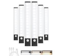 PZSUNLY LED Cuisine Sous Meuble, Lumière Détecteur de Mouvement Intérieur | Réglette Led Rechargeable USB Sans Fil, Dimmable, Magnétique, Lampe de Placard pour Escaliers,Couloir,Cuisine, 6 Pièces