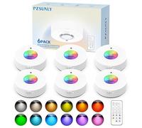 PZSUNLY Spot Sans Fil Rechargeable - 6 Pièces Reglette LED Cuisine avec Télécommande, 12 Couleurs RGB, LED Sans Fil Conception Magnétique pour Le Couloir, L'escalier, La Chambre à Coucher, 1200mAh