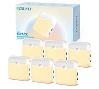 PZSUNLY Veilleuse Enfant avec Détecteur de Mouvement - 6 pièces LED Rechargeable 3000K Lumière Chaude, 3 Modes (AUTO/ON/OFF), Lampe Intérieure pour Escaliers, Couloir, Chambre d'Enfant, Cuisine
