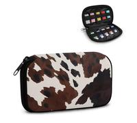 Pzuqiu Étui de rangement USB imprimé peau de vache avec 10 emplacements pour clé USB - Organiseur portable pour clé USB - Sac de rangement universel pour accessoires électroniques